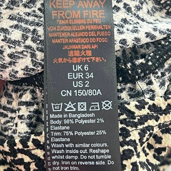 Topshop Cheetah Print Spaghetti Strap Mini Sundress/Petites Size 2 - Picture 6 of 6